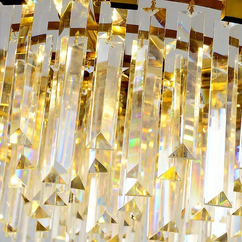 Afralia™ Golden Crystal Chandelier LED Ceiling Light for Living Room & Lobby