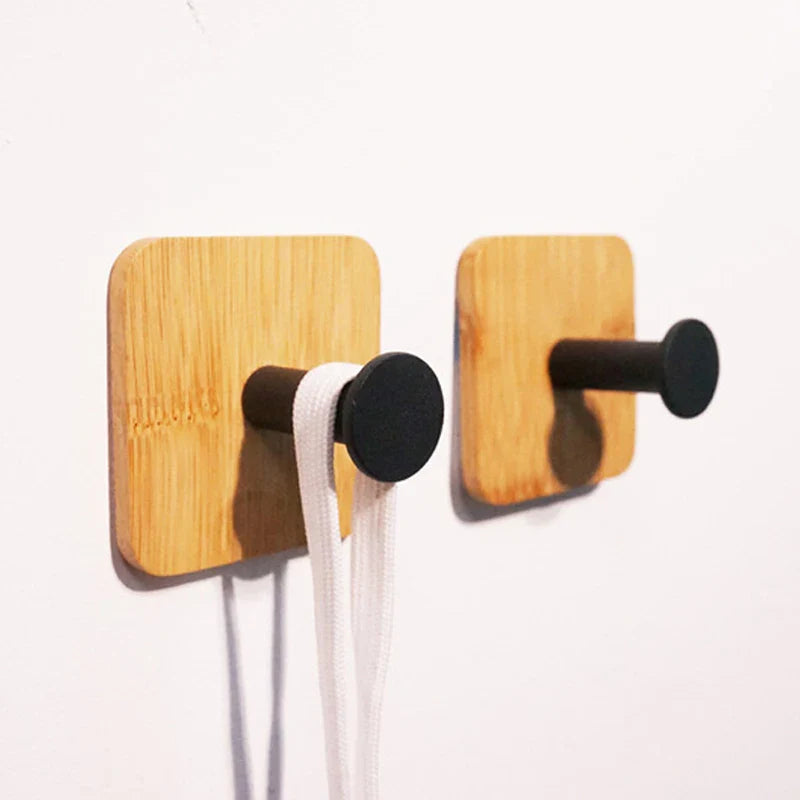 Bamboo Robe Hook Stainless Steel Wall Hanger for Clothes, Bags, Keys - Afralia™