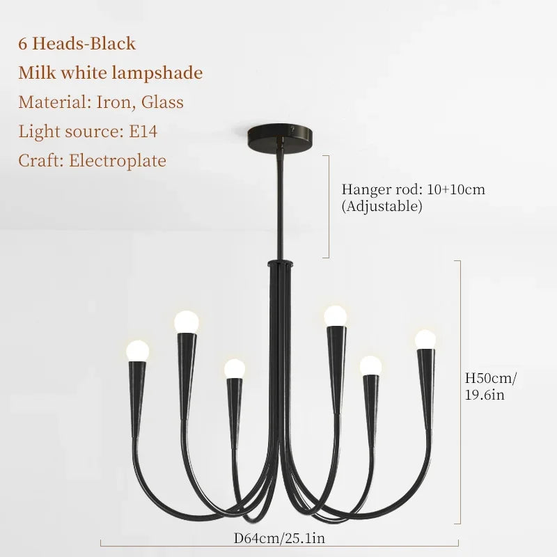 Afralia™ French Candle Led Chandelier Black Gold Kitchen Modern Island Light