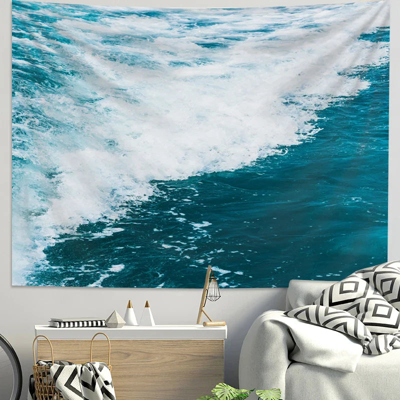 Afralia™ Sea Tapestry Landscape Wall Decoration Cloth for Room Layout & Dormitory Renovation