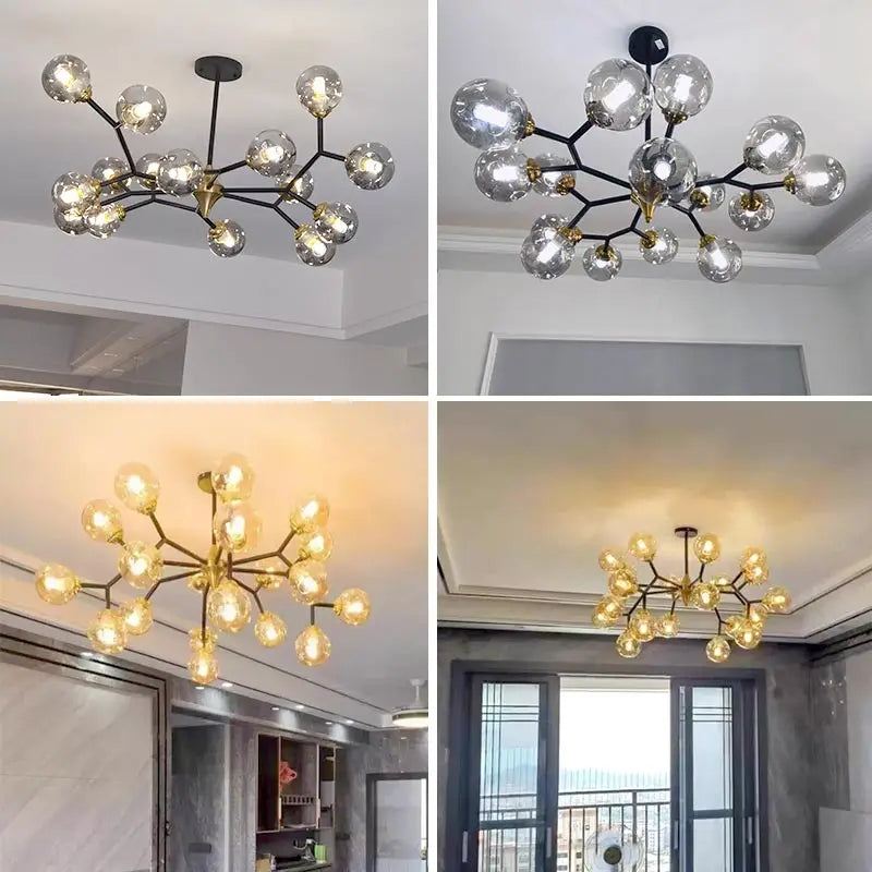 Afralia™ Nordic Glass Ball LED Chandelier Modern Ceiling Lamp Home Decor Fixture