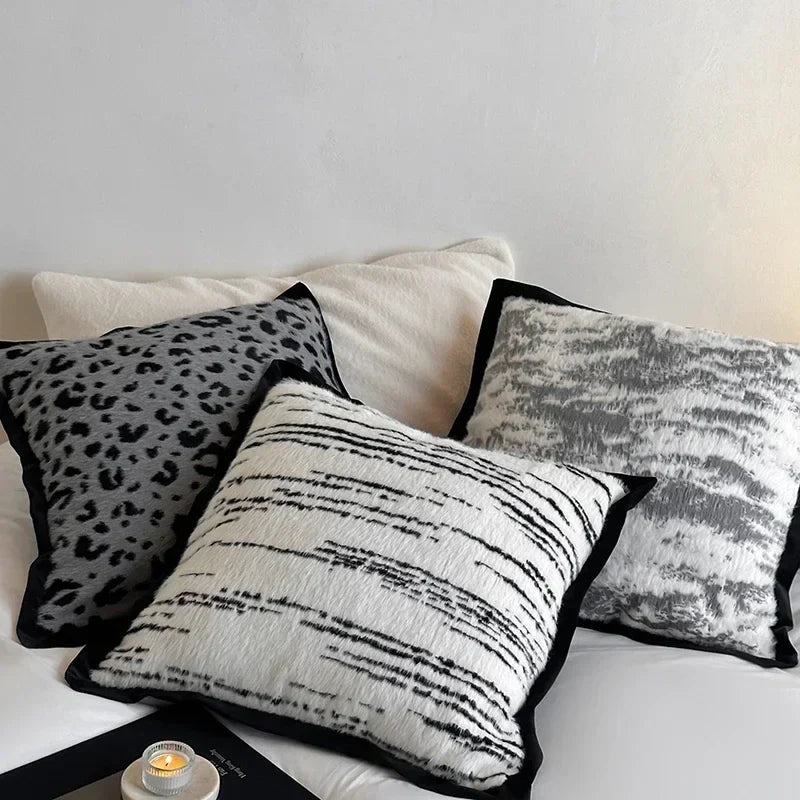 Afralia™ Luxury Leopard Print Imitation Mink Fur Throw Pillow - Soft & Plush