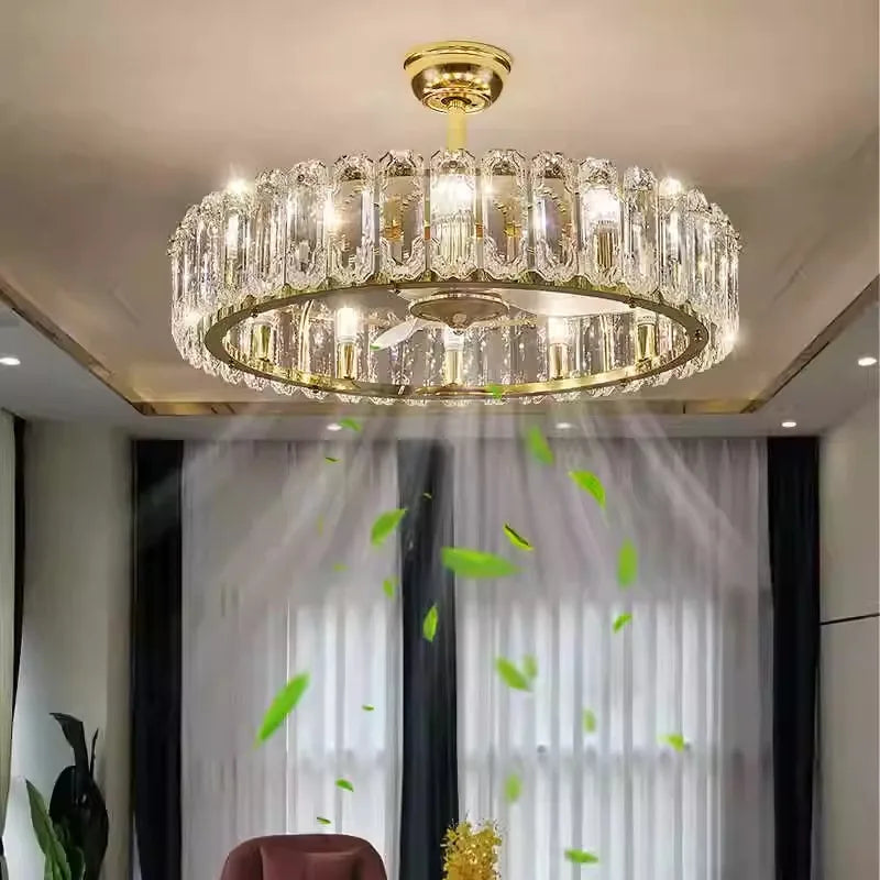 Afralia™ Crystal Ceiling Fan Light - Modern Luxury Invisible Fan Light Combo for Home