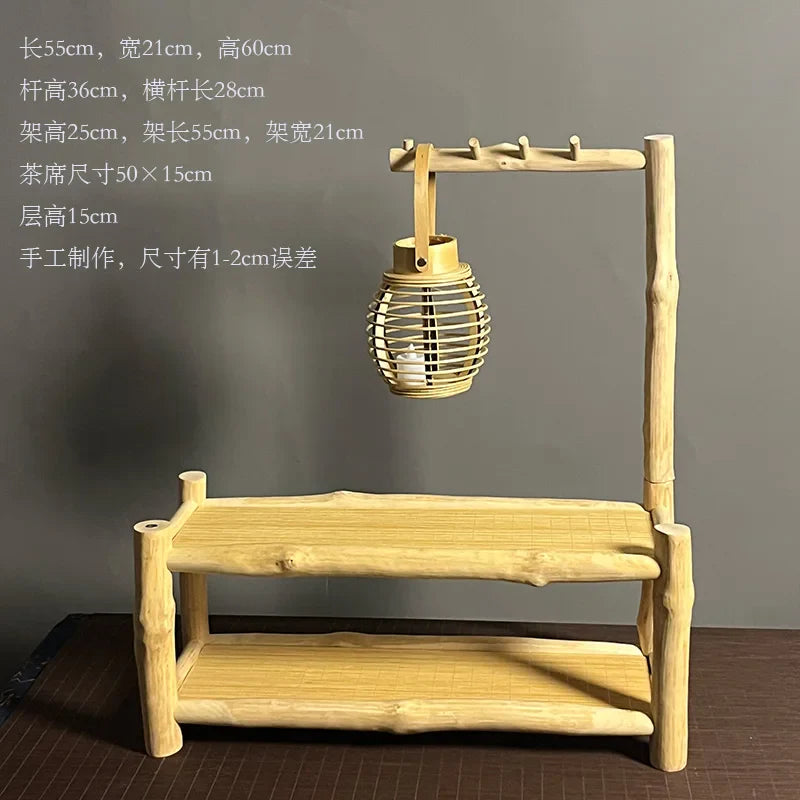 Afralia™ Modern Solid Wood Tea Set Organizer Multi-functional Tea Display Shelf