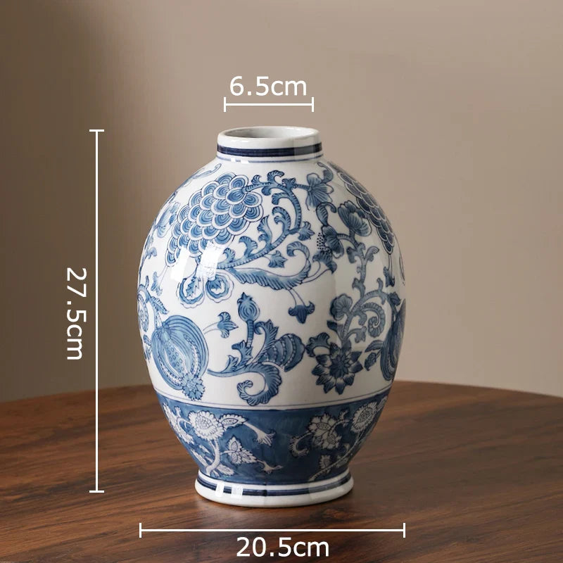 Afralia™ Blue & White Porcelain Vase Pot for Stylish Room Aesthetic Decor & Flowers