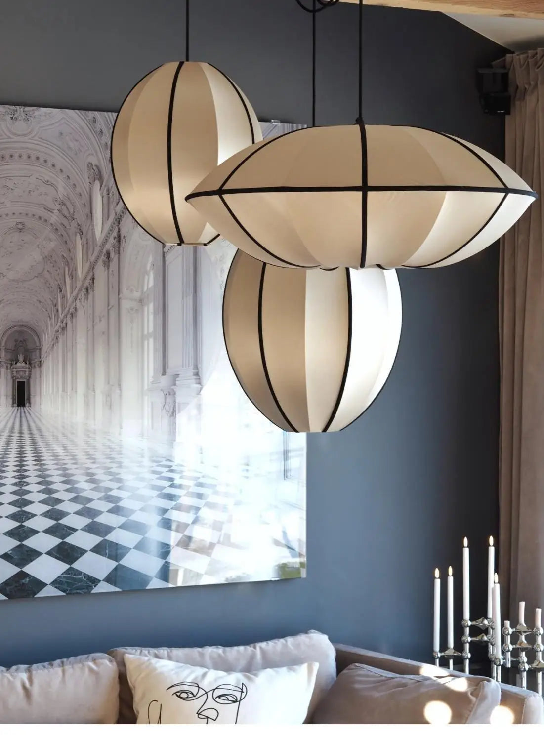 Afralia™ Fabric Pendant Light for Living Dining Bed Room - Vintage Style