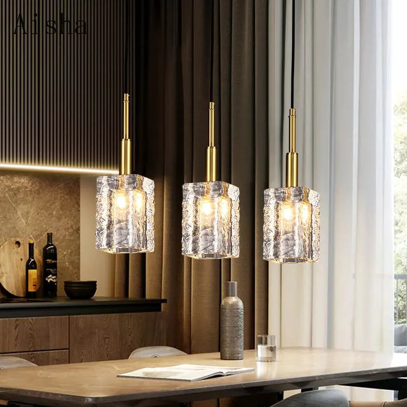 Afralia™ Copper Crystal Chandelier: Elegant Luxury Pendant Lamp for Bedroom, Bar, or Restaurant