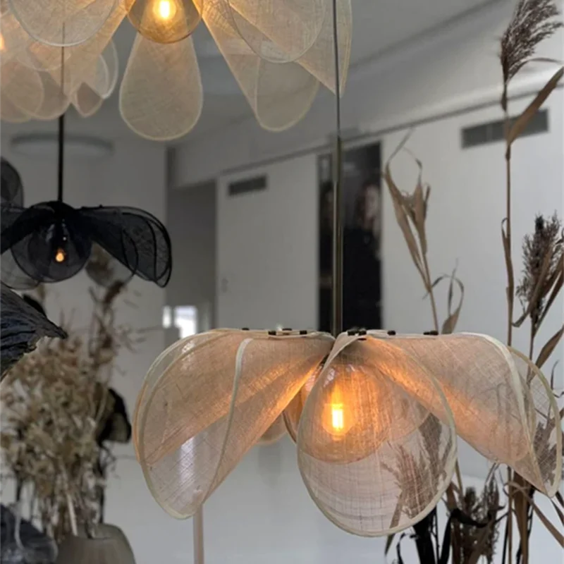 Afralia™ Bohemian LED Fabric Flower Chandelier for Dining Table Lamp and Room Decor