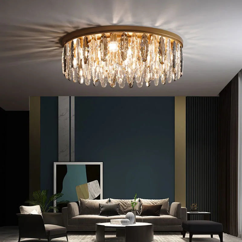Afralia™ Crystal Ceiling Chandelier LED Lighting for Modern Minimalist Light Luxury Living Room