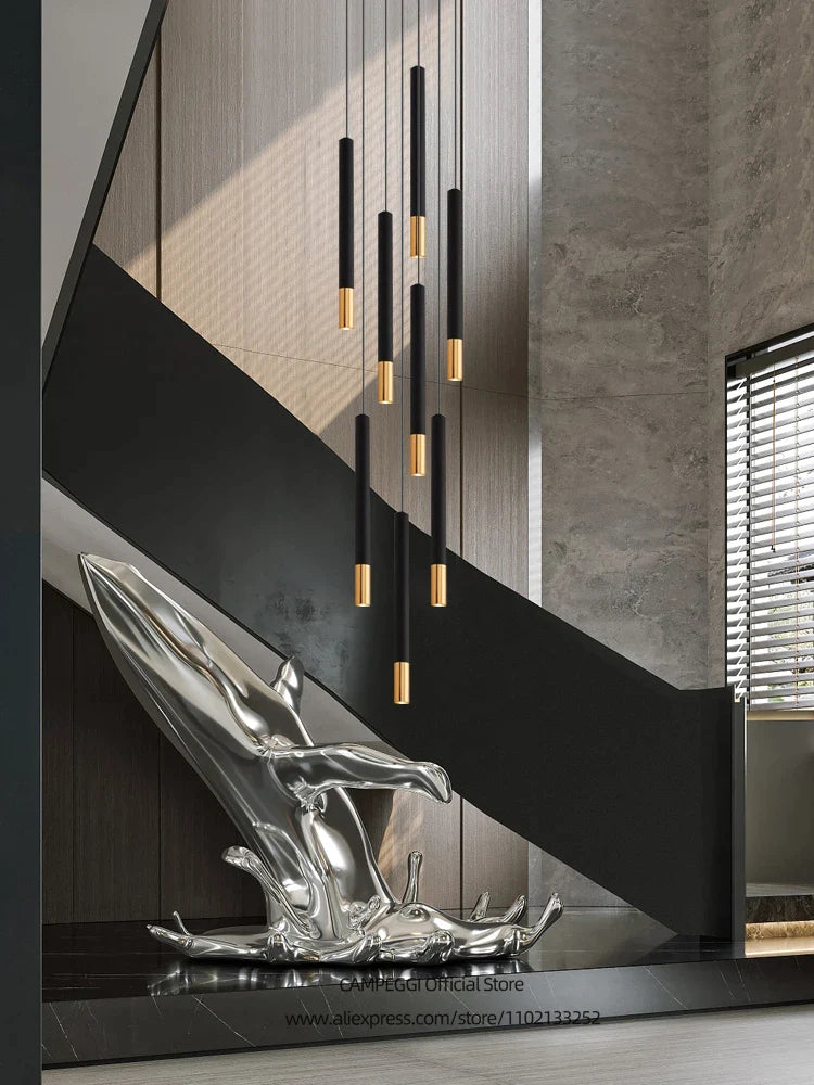 Afralia™ Black Gold Pendant Lamp: Modern Nordic Designer LED Indoor Lighting