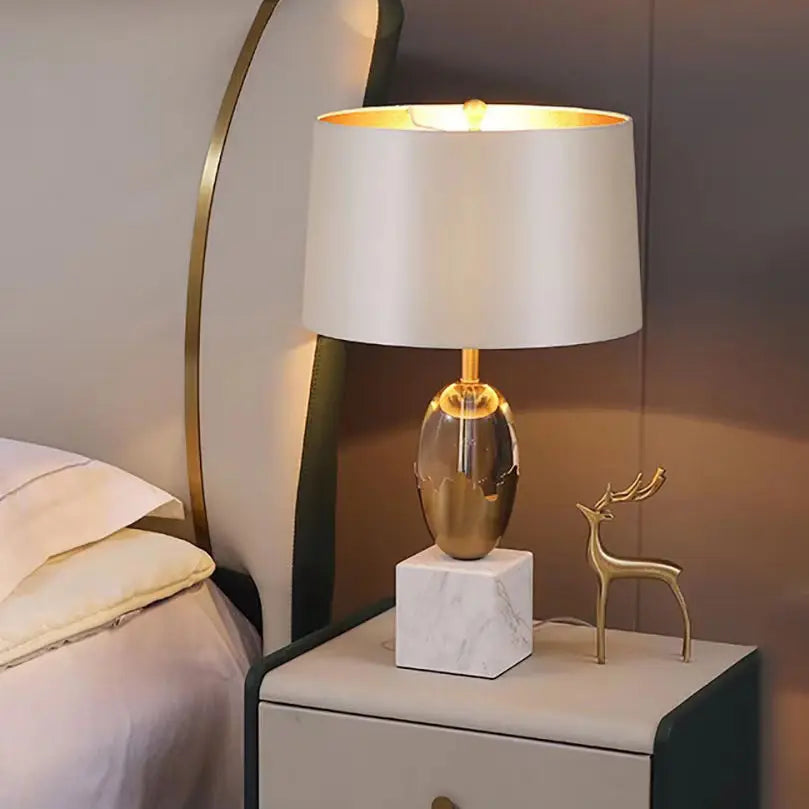 Afralia™ Crystal Fabric Table Lamp: Nordic Design for Bedside, Desk, Living Room & Bedroom