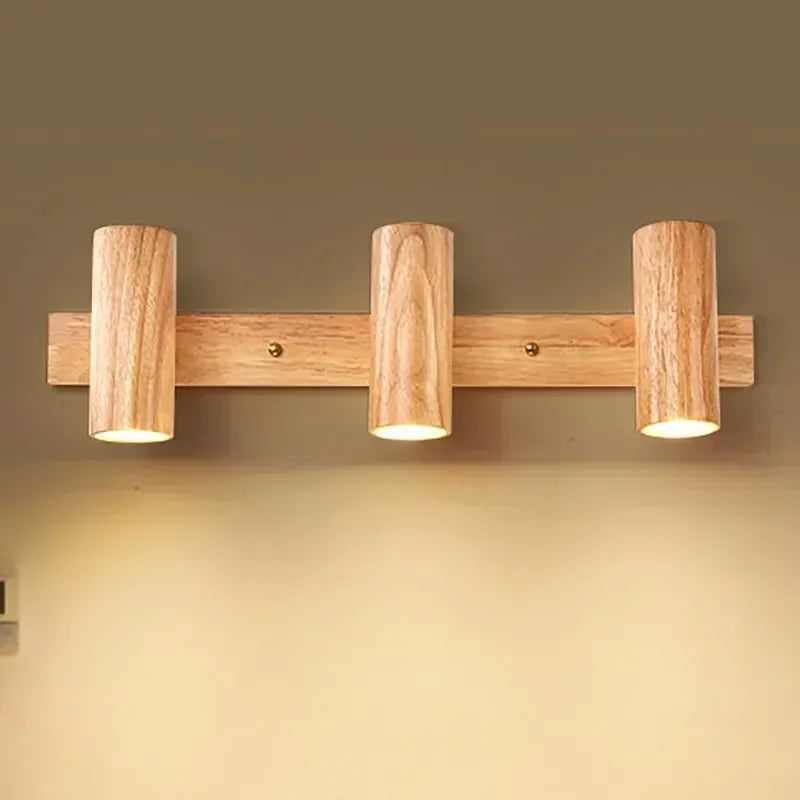 Afralia™ Nordic LED Multihead Walnut Rotatable Bedside Wall Lamp for Indoor Lighting