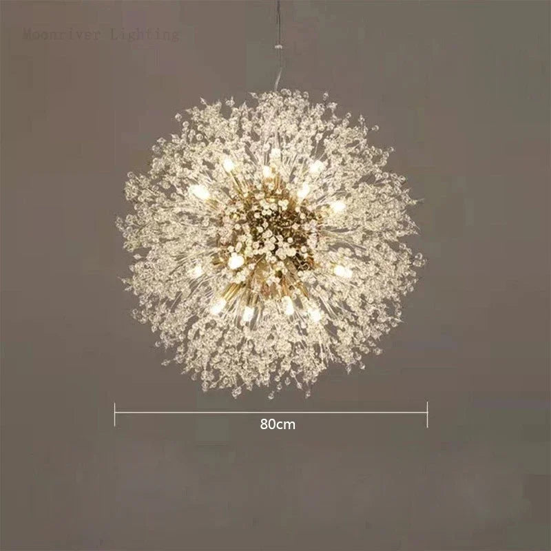 Afralia™ Luxury Crystal Dandelion Chandelier for Modern Living Room, LED Pendant Light