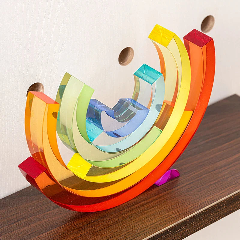 Afralia™ Rainbow Acrylic Sculpture DIY Blocks Home Decor Figurines