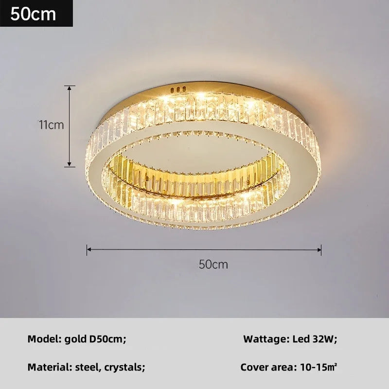 Afralia™ Modern K9 Crystals Dimmable LED Ceiling Light - Art Decor Luminarias
