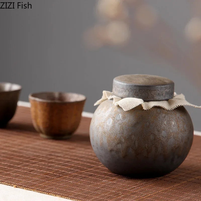 Afralia™ Ceramic Tea Canister - Sealed Storage Jar for Coffee, Tea, and Candy