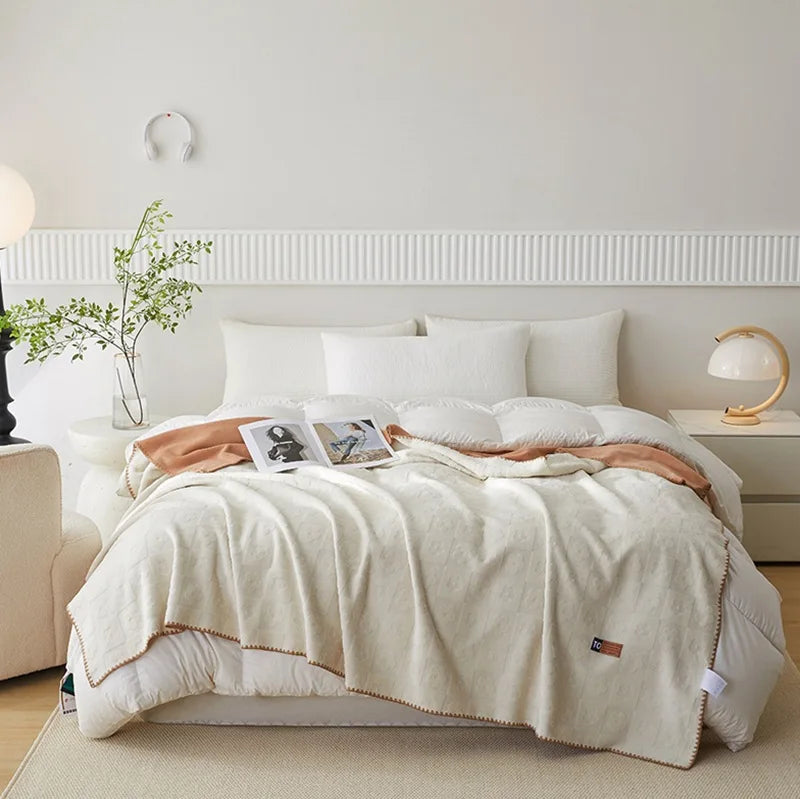 Afralia™ Jacquard Milk Velvet Air Conditioning Blanket | All Seasons Warmth & Travel Shawl