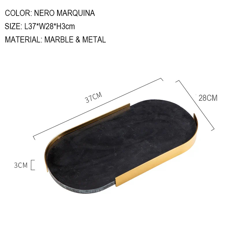 Afralia™ Marble Tray with Golden Metal Pallet for Bathroom Luxury Storage