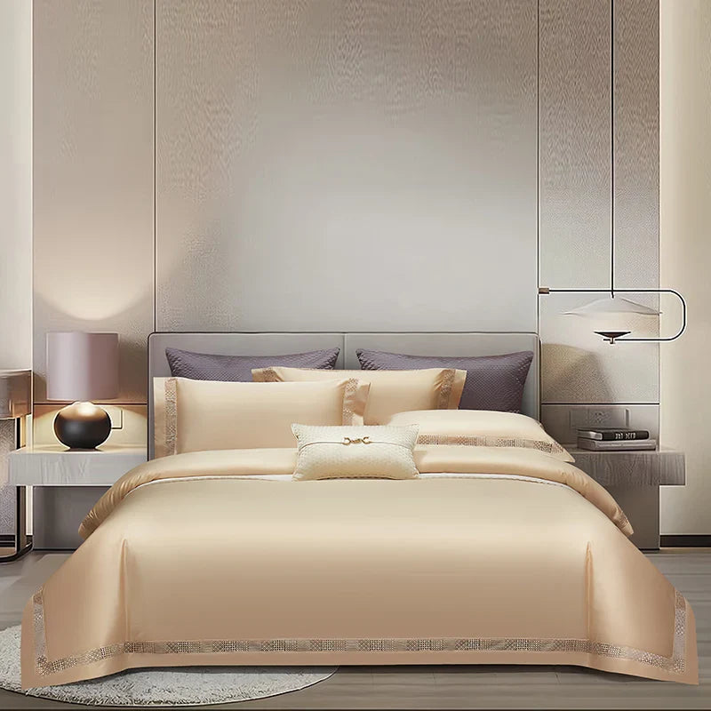 Afralia™ Luxury Hollow Lace Wide Edge Bedding Set, Soft Duvet Cover, Sheet, Pillowcases