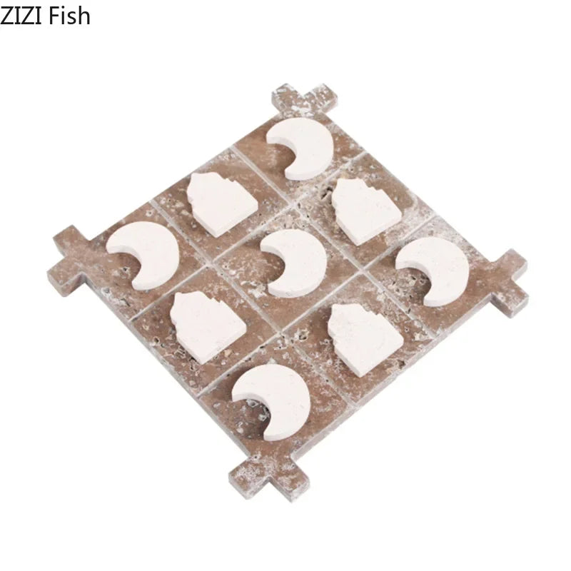 Afralia™ Acrylic Tic-Tac-Toe Chessboard Set - Geometric Art Desk Decoration with Casual Chess Pieces