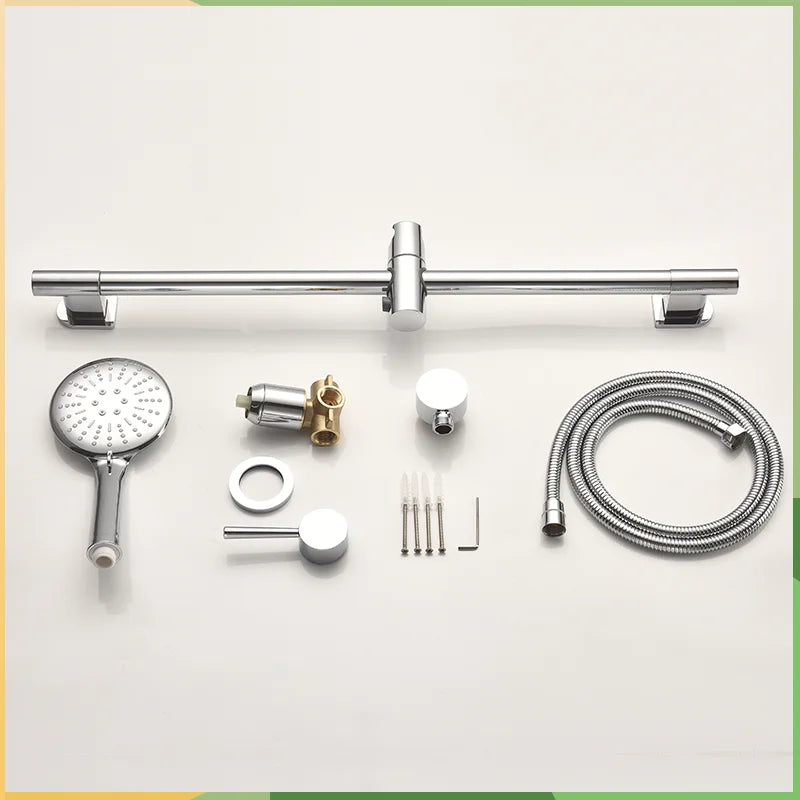 Afralia™ Chrome Handheld Shower Set with 3 Functions & Adjustable Rod
