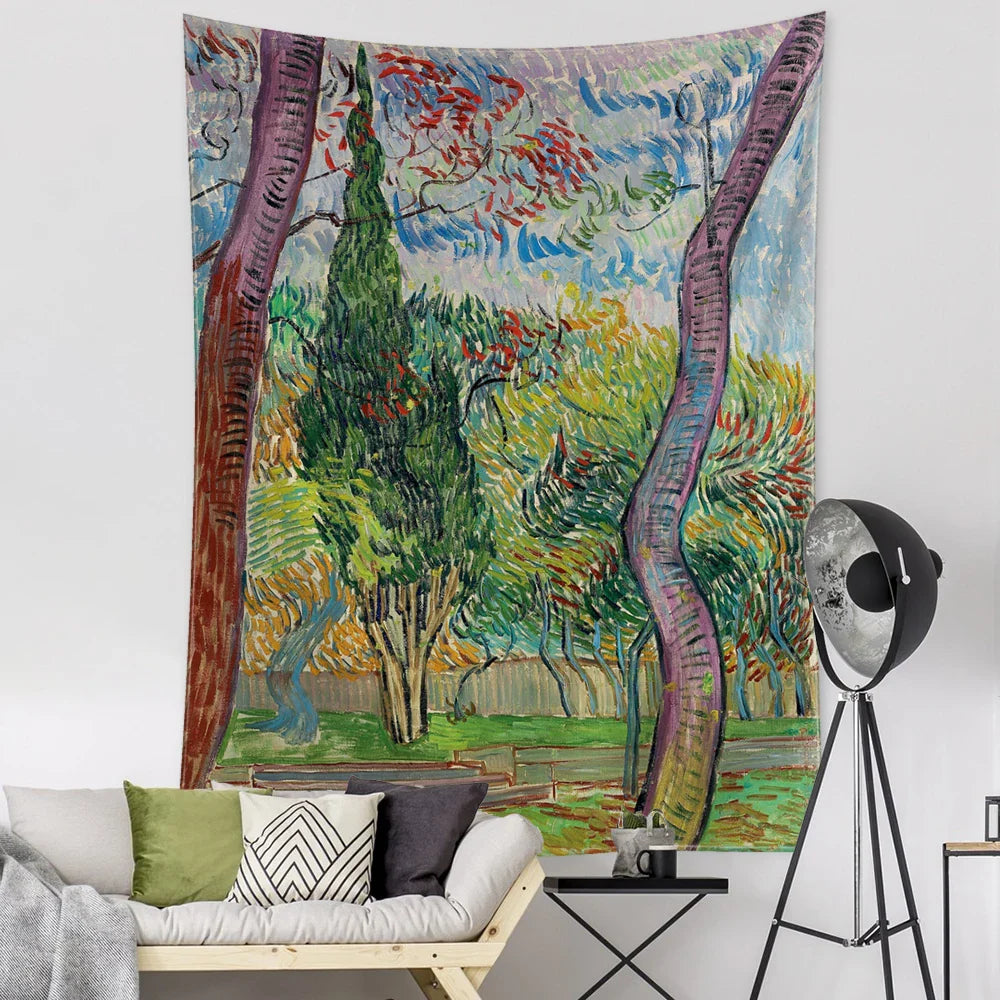 Afralia™ Van Gogh Inspired Landscape Tapestry Wall Hanging for Witchcraft Aesthetics Room Decor