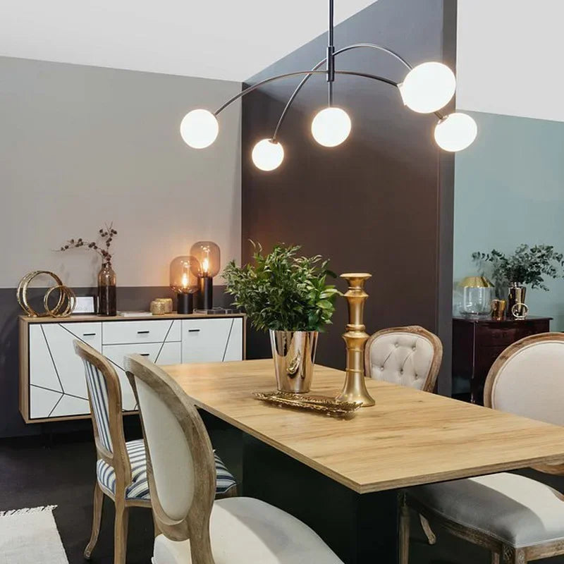 Afralia™ Nordic Pendant Light Chandelier Suspended Milky Glass Designer Ceiling Lamp.