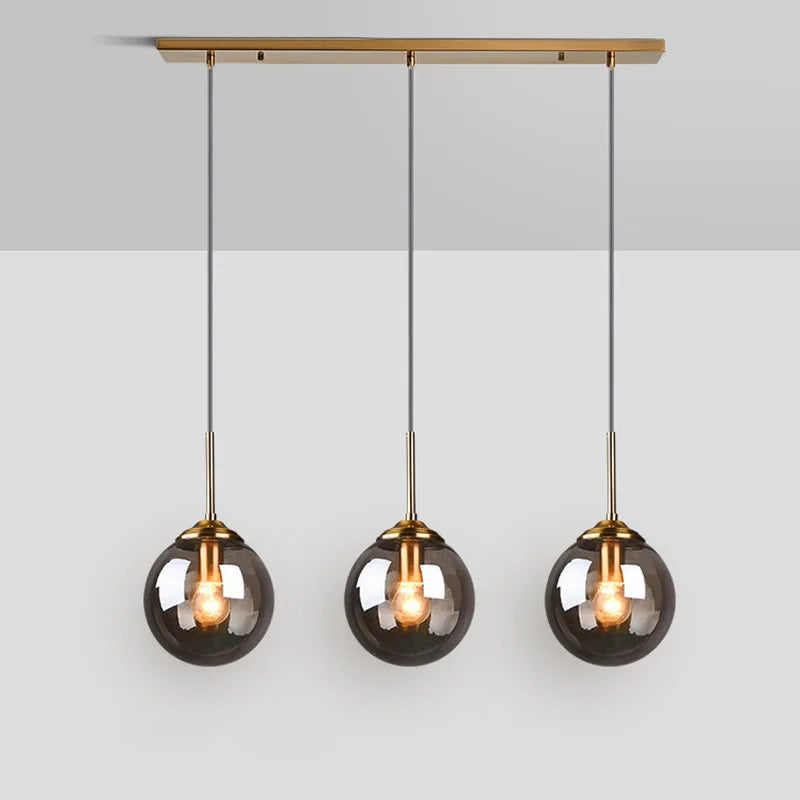 Afralia™ Smoke Gray Glass Ball Pendant Chandelier for Home Decor