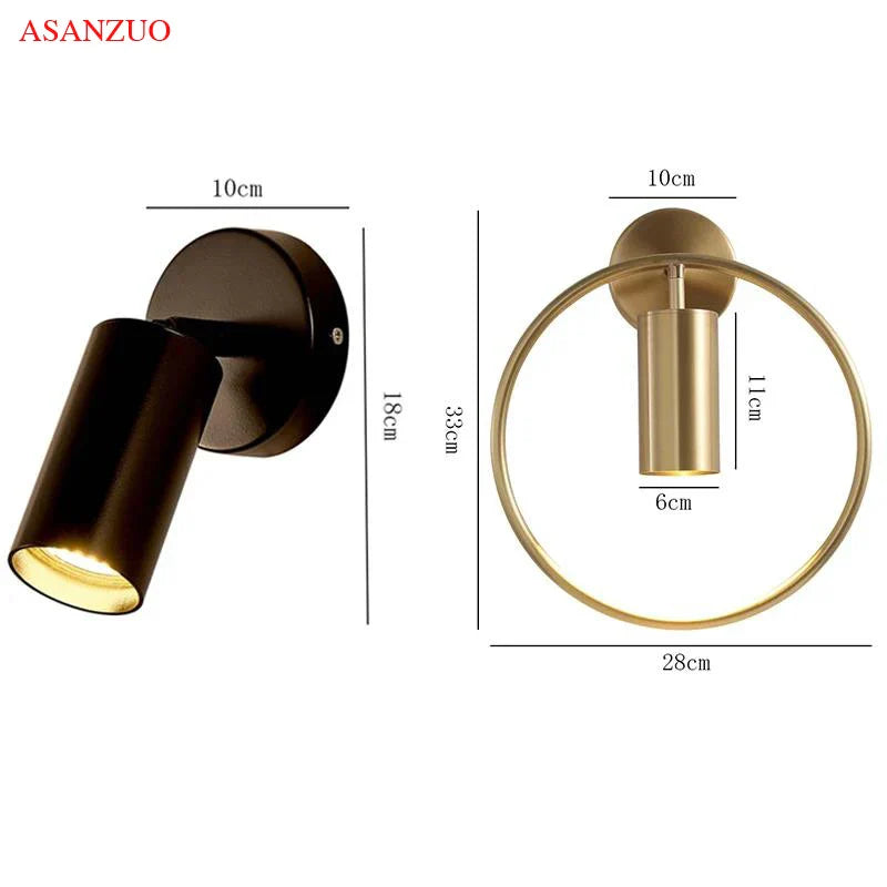 Afralia™ LED Gold Round Ring Wall Lamp Ceiling Light for Bedroom Wall Sconce