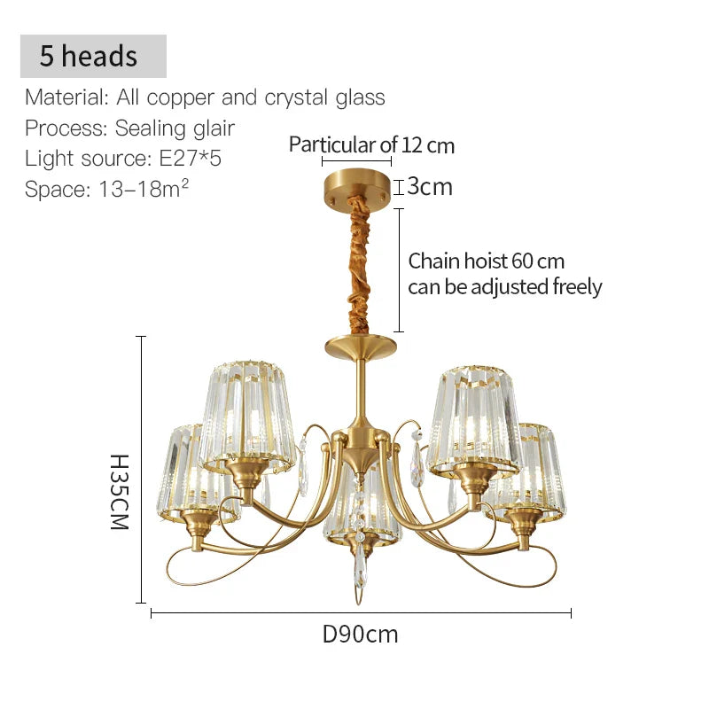 Afralia™ Bronze Villa All Copper Chandelier - Modern Light Luxury for Living Room