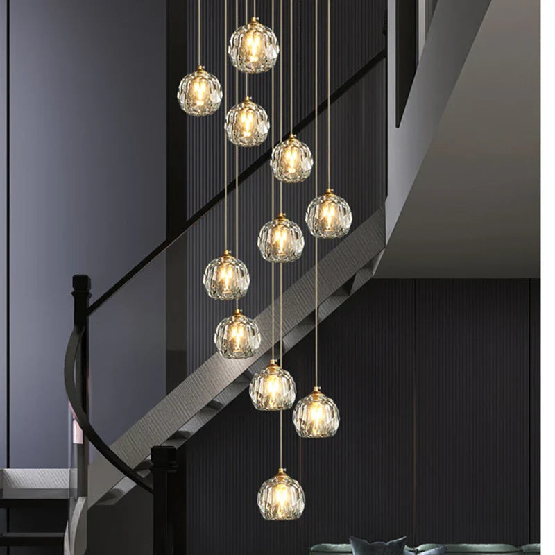 Afralia™ Crystal Stair Football Shaped Chandelier with G9 Lights