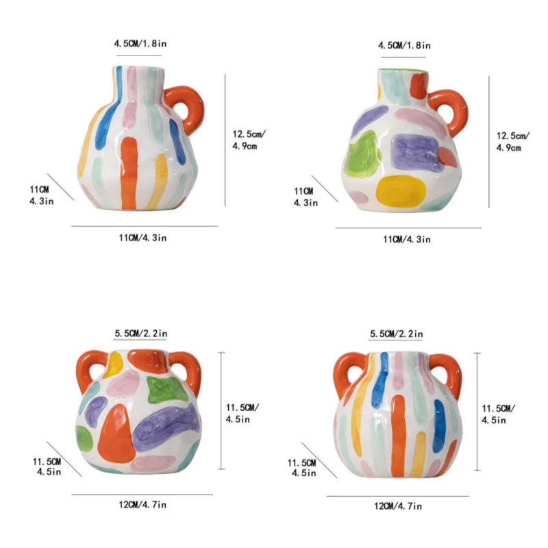 Afralia™ Cartoon Ceramic Vase Teapot Handmade Porcelain Flowerpot Decoration Accessories