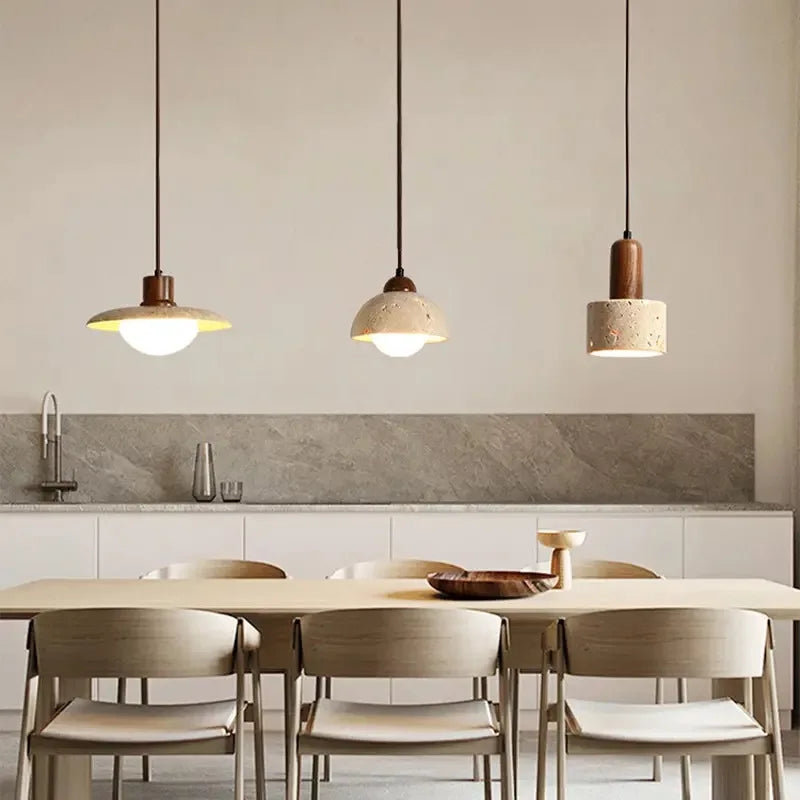 Yellow Travertine Afralia™ Led Pendant Lamps Cream Retro Nordic Hanging Lights