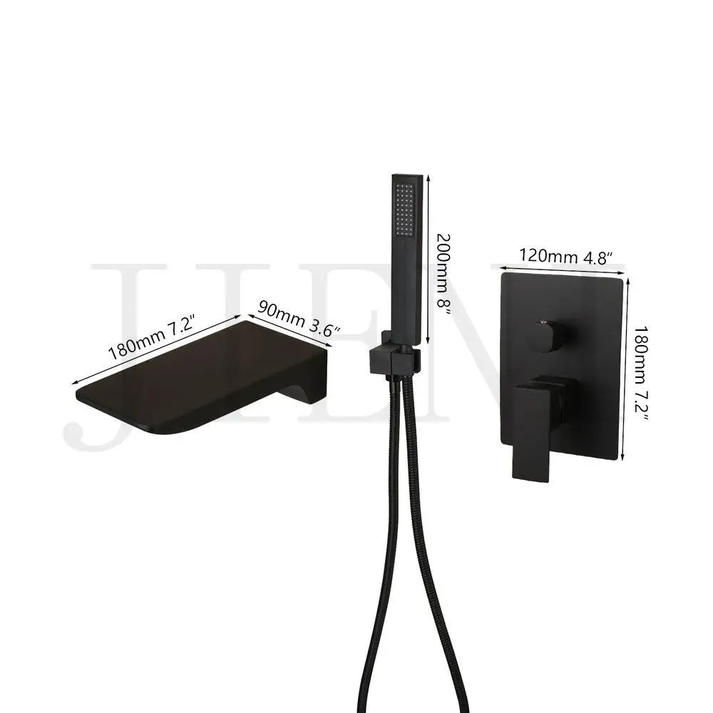 Afralia™ Matte Black Shower Faucet Set with Wall Mount Handle and Square Handshower