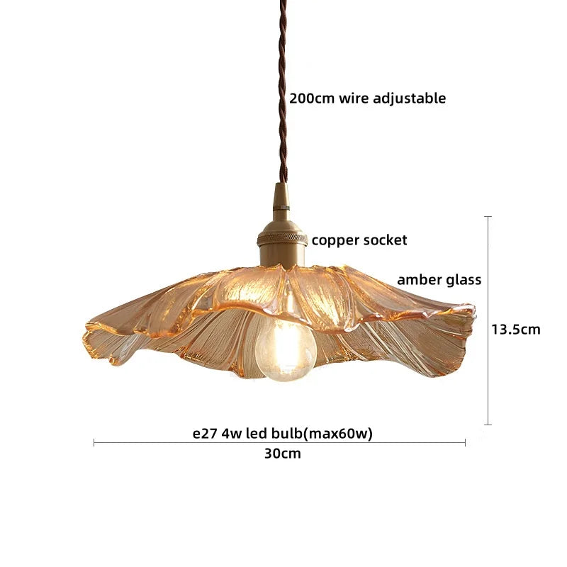 Afralia™ Copper Glass LED Pendant Lamp with Knob Switch - Modern Hanging Light Fixtures