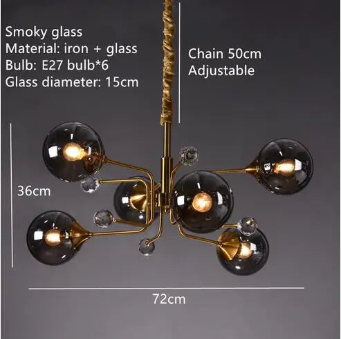 Afralia™ Glass Bubble Chandelier: Vintage Industry Lighting for Living Bedroom Kitchen