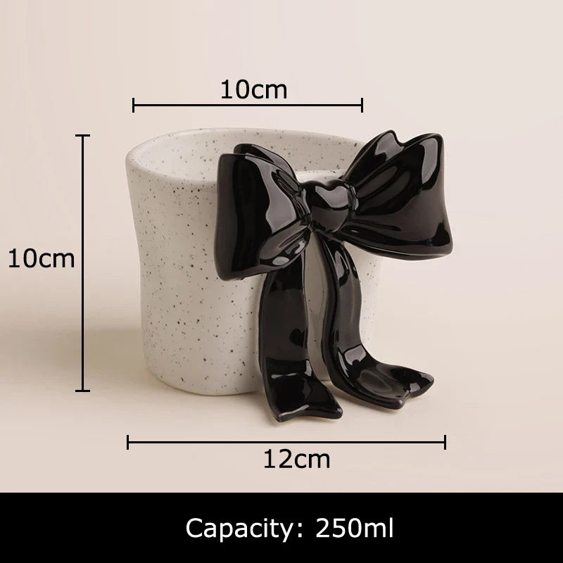 Afralia™ Bowknot Porcelain Coffee Cup | Exquisite Tea Mug for Dining Table