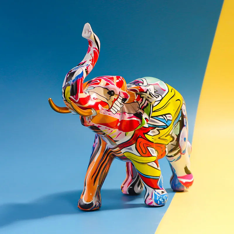 Afralia™ Resin Elephant Figurines Pop Art Animal Statues for Home & Office Decor