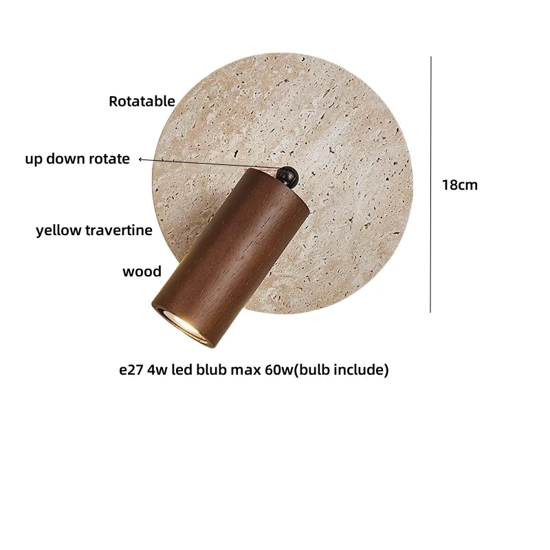 Afralia™ Wabi Sabi LED Wall Sconce, Pull Chain, Rotate Wood Mirror Light