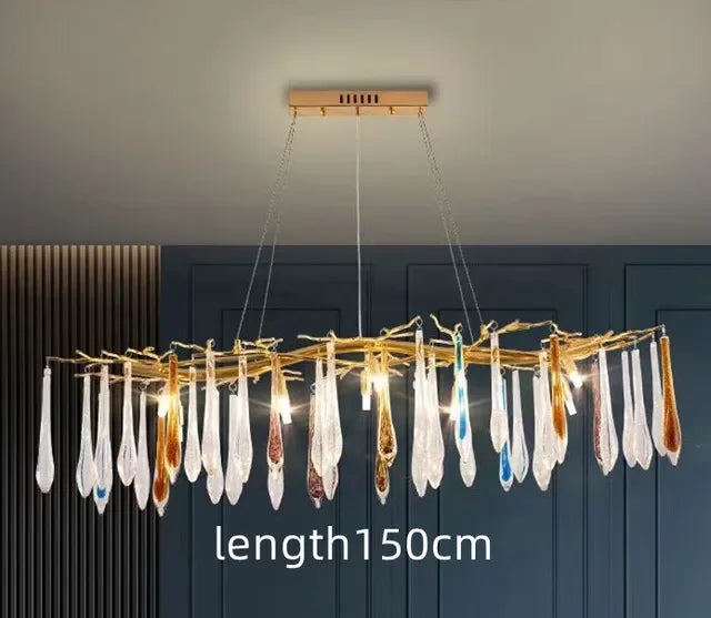 Afralia™ Crystal Water Drop LED Chandeliers: Modern Luxury Branch Design for Living & Dining Rooms