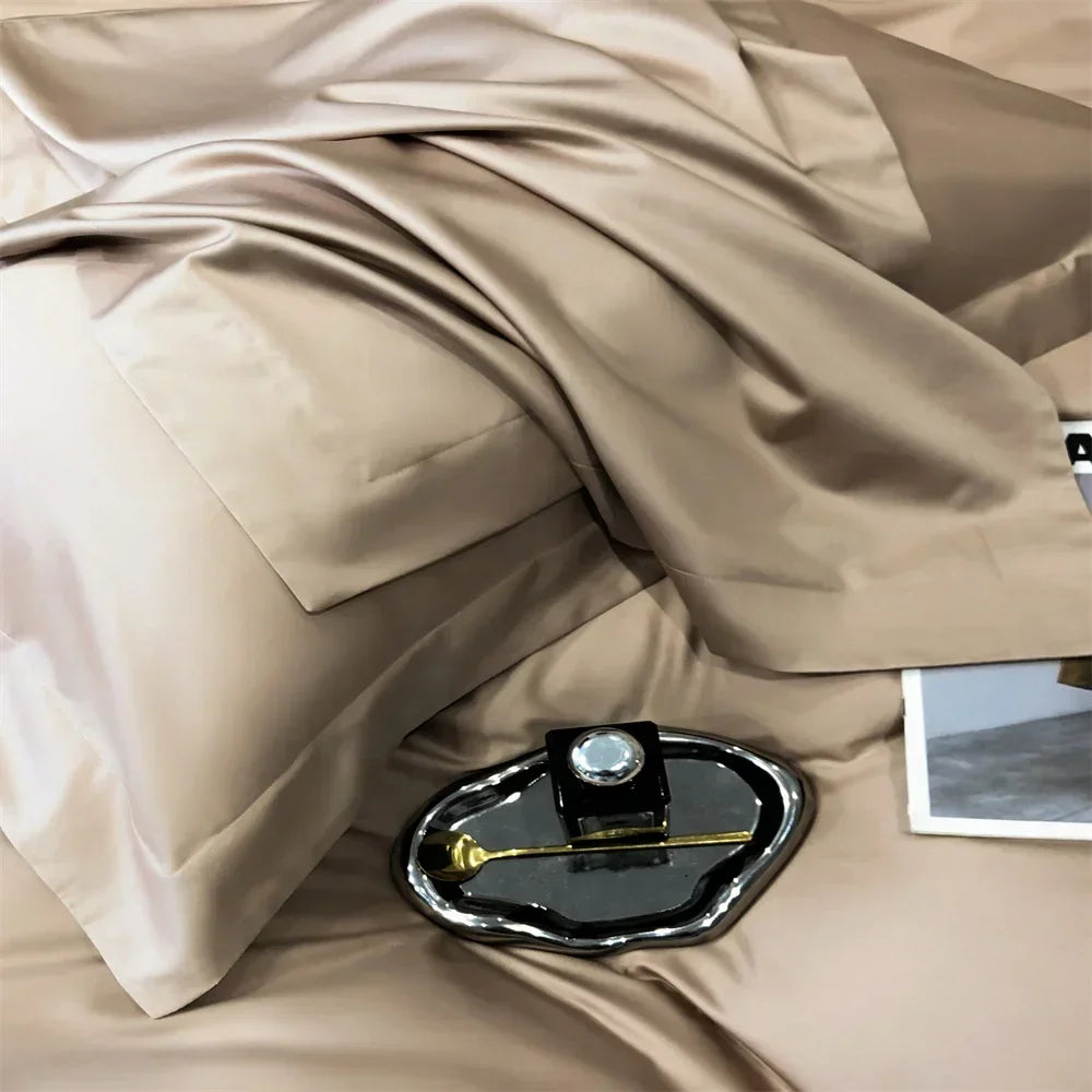 Afralia™ Solid Color Egyptian Cotton Bedding Set - Sheet, Pillowcase, Comforter Cover