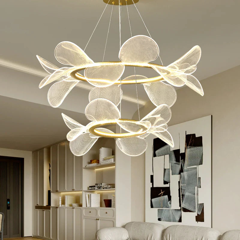 Afralia™ Gold Ring LED Pendant Light with Adjustable Dimming and Clear Acrylic Design