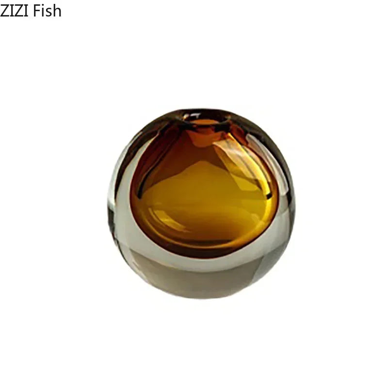 Afralia™ Elegant 2-Tone Glass Vase with Artificial Flowers for Modern Home Decor