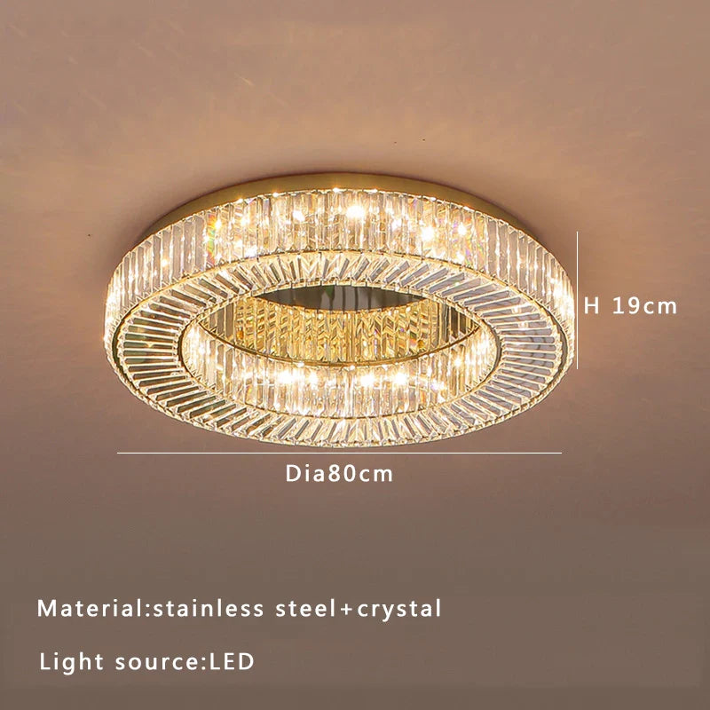 Afralia™ Crystal Luxe C-Shape LED Ceiling Lamp Gold Finish
