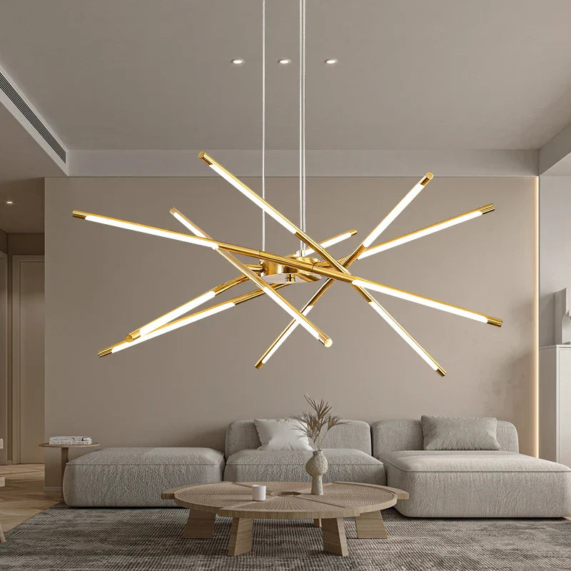 Afralia™ Nordic Geometry LED Chandelier with Remote Control for Living Room and Dining Table