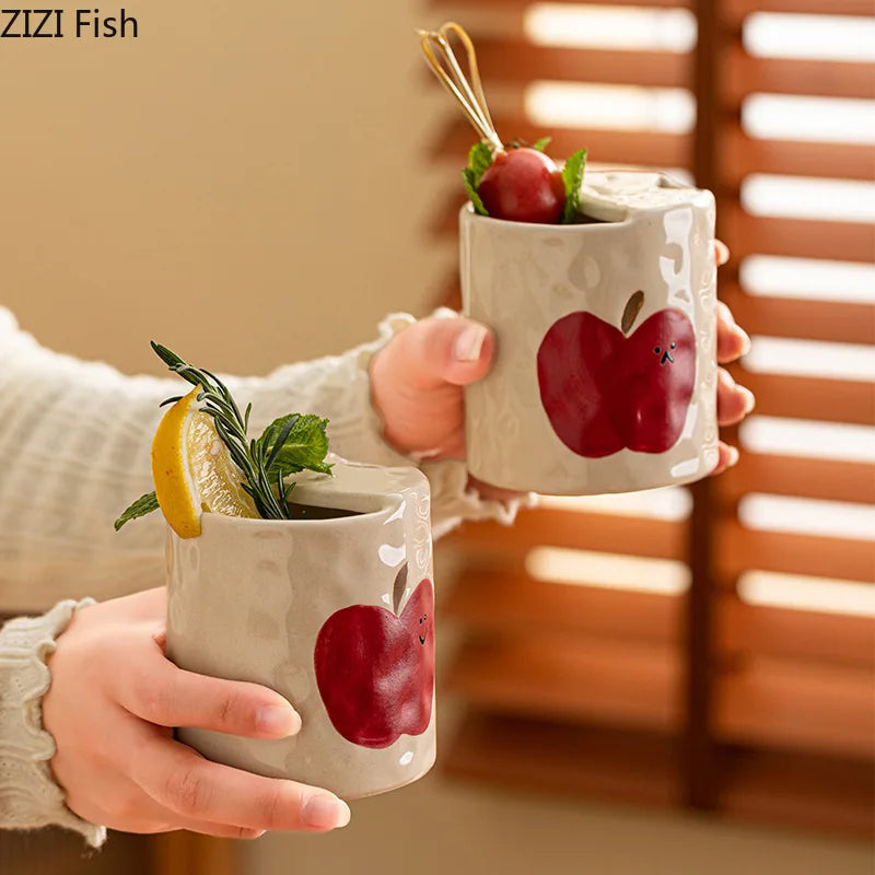 Afralia™ Cartoon Pattern Porcelain Cup - Creative Coffee Mug for Dining Table