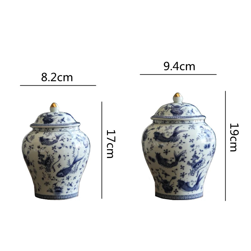 Afralia™ Blue & White Porcelain General Jar: Vintage Ceramic Storage Tank for Home Decor