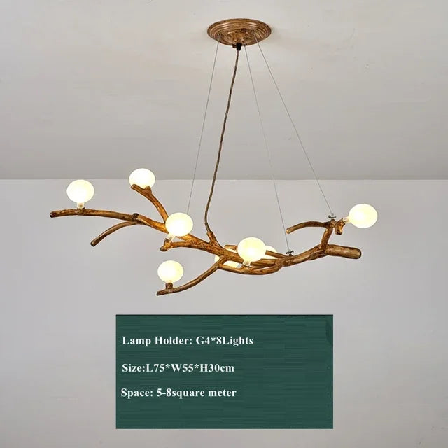 Afralia™ Retro LED Chandelier: Tree Branch Art Ceiling Pendant Lights for Living Bedroom