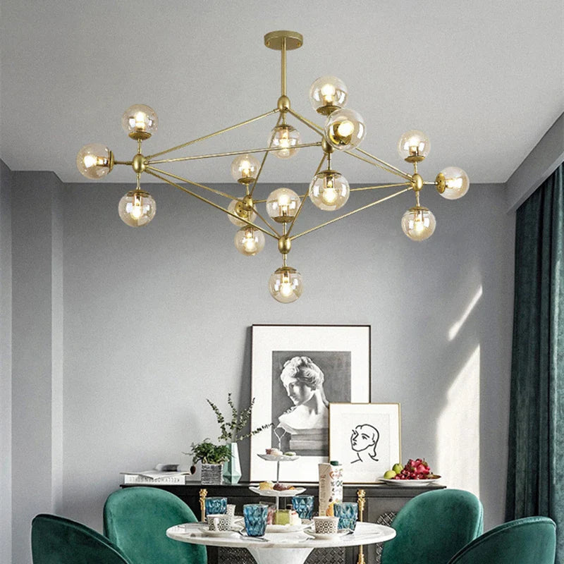 Afralia™ Magic Bean Glass Ball Chandelier - Vintage Industrial Loft Hanging Light