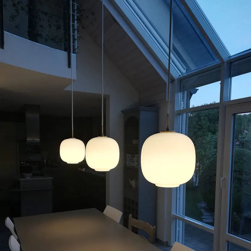 Afralia™ Modern White Glass Ball Pendant Lamp for Restaurant Kitchen, Designer VL45 Radiohus Style